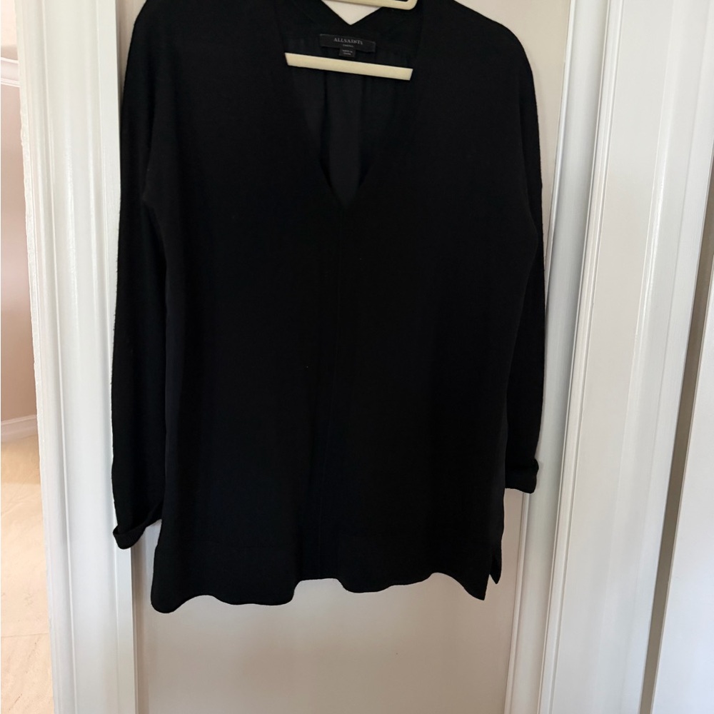 AllSaints Black V-Neck Long sweater